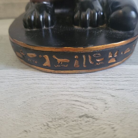 Egyptian Bastet Cat Goddess Statue - Black & Gold Resin Figurine - Picture 10 of 11